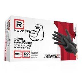 RMove 1Conf. da 100pz Tg.XXL 8.5gr da Lavoro - Guanti Nitrile Nero Senza Polvere Full Grip-0