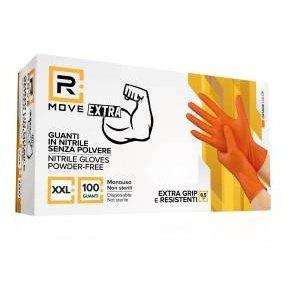 RMove 1Conf. da 100pz Tg.XXL 8.5gr da Lavoro - Guanti Nitrile Arancione Senza Polvere Full Grip-0