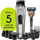 Braun Regolabarba Tagliacapelli , Barba MGK7220 All-in-One Grigio Argento - bigeshop