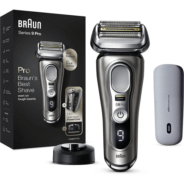 Braun Series 9, Rasoio Elettrico Barba, con PowerCase, Custodia da ViaggioIdea Regalo, 9425s Cromato - bigeshop