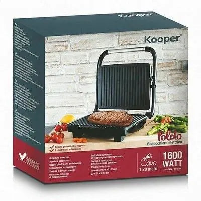PIASTRA PANINI BISTECCHIERA ELETTRICA 1600W KOOPER POLDO GRILL ANTIADERENTE