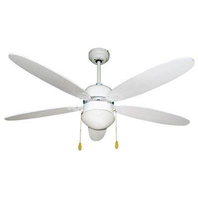 ZEPHIR VENTILATORE SOFFITTO 5 PALE 124 CM CON LAMPADA E CORDA 60W BIANCO